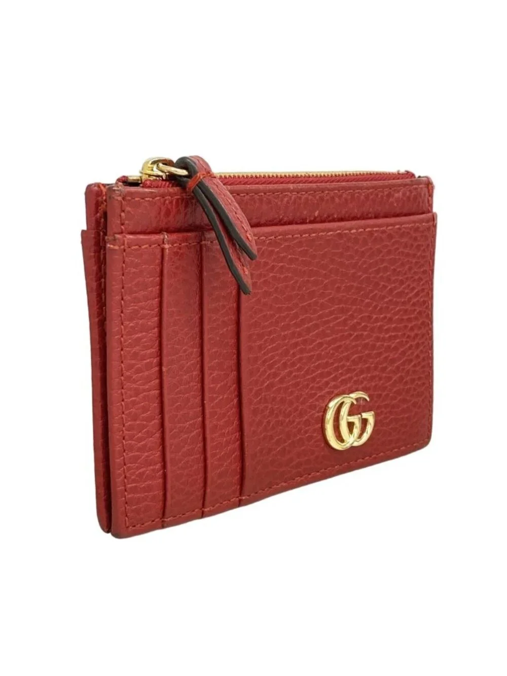 ★SOLD★ Gucci Coin Case GG Marmont Leather Red Gold - Picture 2 of 10